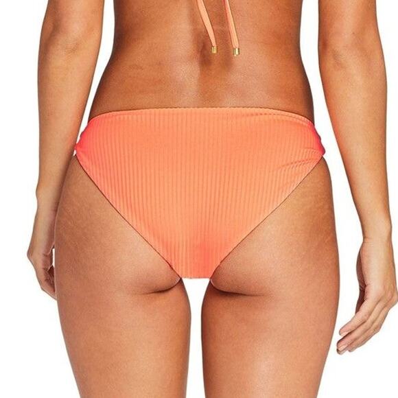 Vitamin A Luciana Striped EcoRib Reversible Bikini Swim Bottom Day Glow 12 NEW - Picture 2 of 7